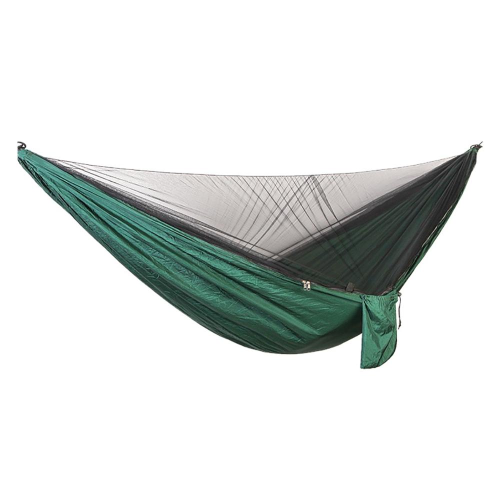Ultralet bærbar udendørs camping myggenet mand kvinder børn nylon hængende seng sove gynge unisex solid komfortabel hængekøje: Grøn