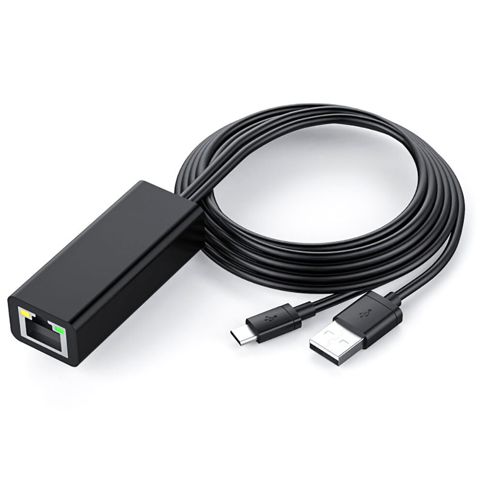 Adaptateur Ethernet 1m Micro USB2.0 à RJ45 10/100 Mbps USB carte réseau adaptateur Ethernet pour Fire TV Stick: black