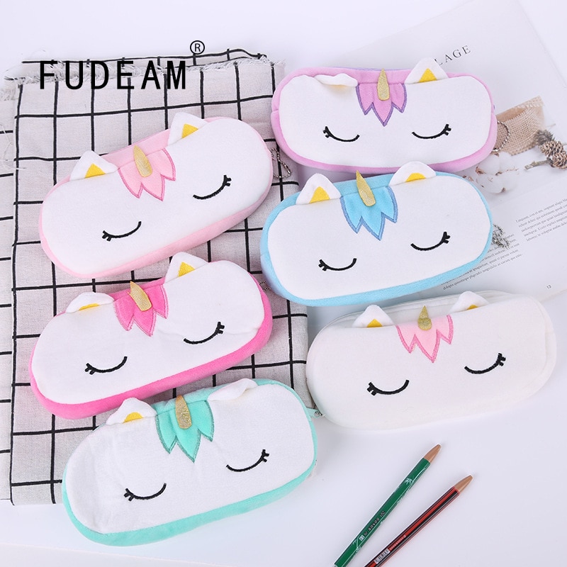 FUDEAM Soft Plush Cartoon Women Long Coin Purse Cute Zipper Girl School Stationery Pencil Case Usb Cable Storage Bag Key Wallet