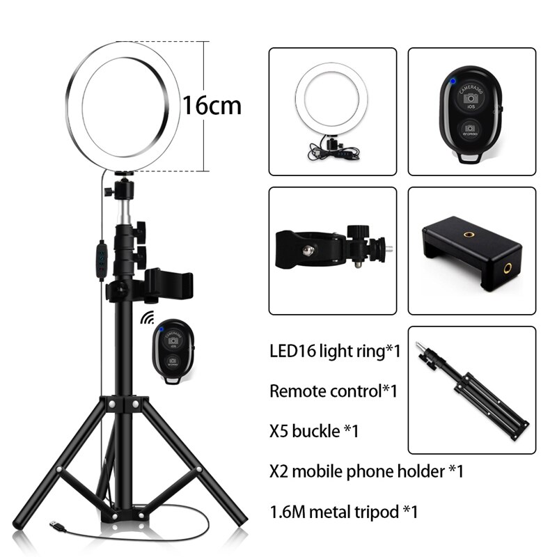 Tripods Selfie Stick with Ring Fill Light Dimmable Ring Led Lamp Studio Camera Ring Light Photo Phone Video Light Lamp