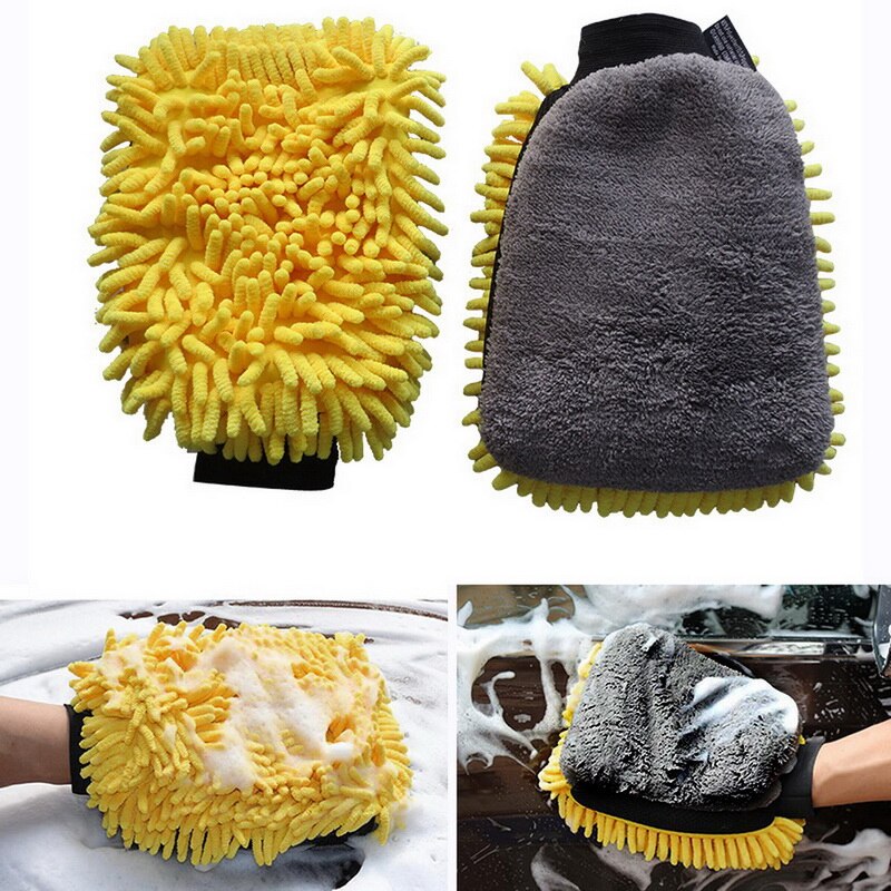 Universal bilvask handsker bilvask enkeltsidet koral plys handsker bilvask værktøj bil rengørings handske