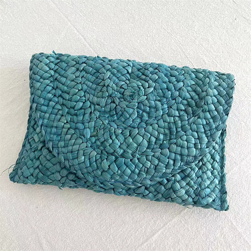 Yogodlns bolso de mano tejido de cáscara de maíz para cena, bolso grande de paja Simple a la para mujer, cartera informal de verano para vacaciones para mujer: Negro