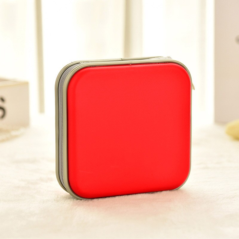Portable Large Capacity Disc CD DVD VCD Wallet Storage Organizer Case with Zipper Hard EVA Bag Album Box: Red Small
