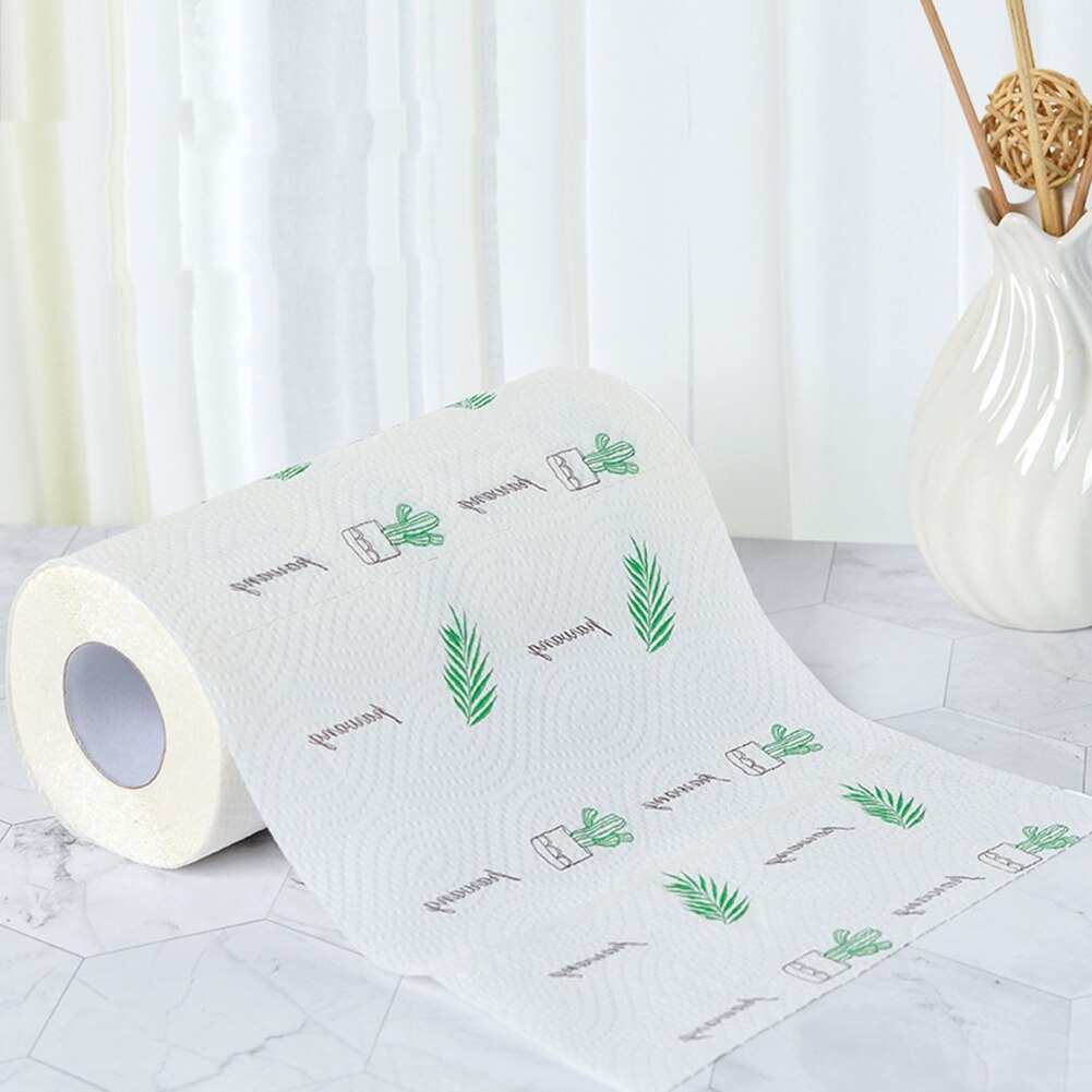 60 stuks/rol cartoon print wegwerp schoonmaakdoek keukenpapier vaatdoek schoonmaakhanddoek hoog waterabsorberend doekje