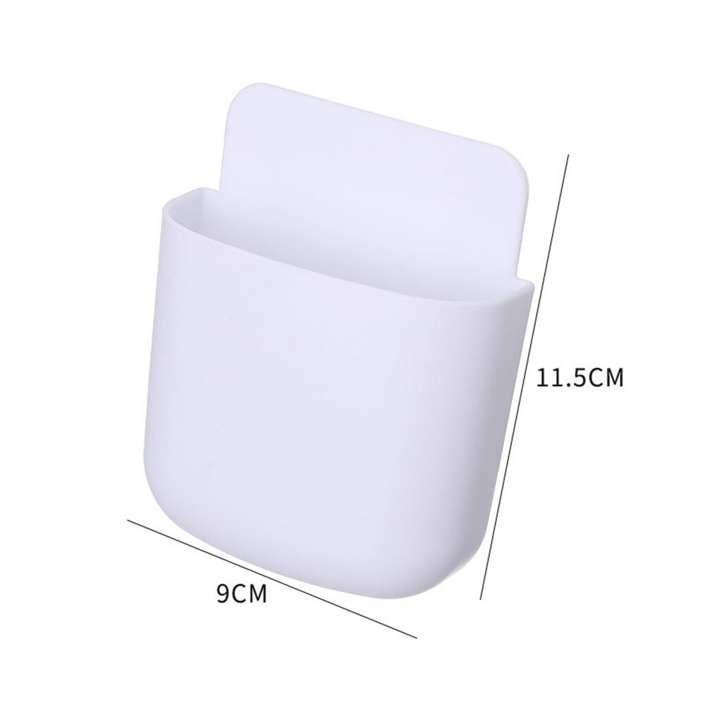 Wall Mounted Storage Box Mobile Phone Plug Holder Stand Rack Remote Control Storage Organizer Case For Air Conditioner TV: white