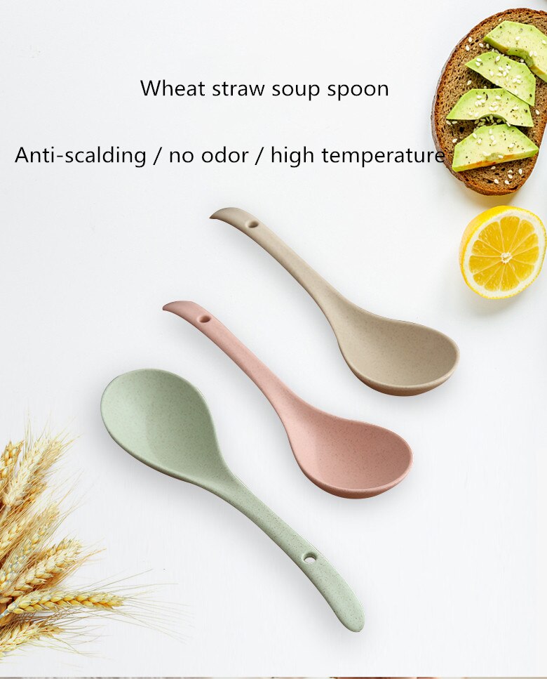 Cooking spoon shovel wheat straw long handle large... – Grandado