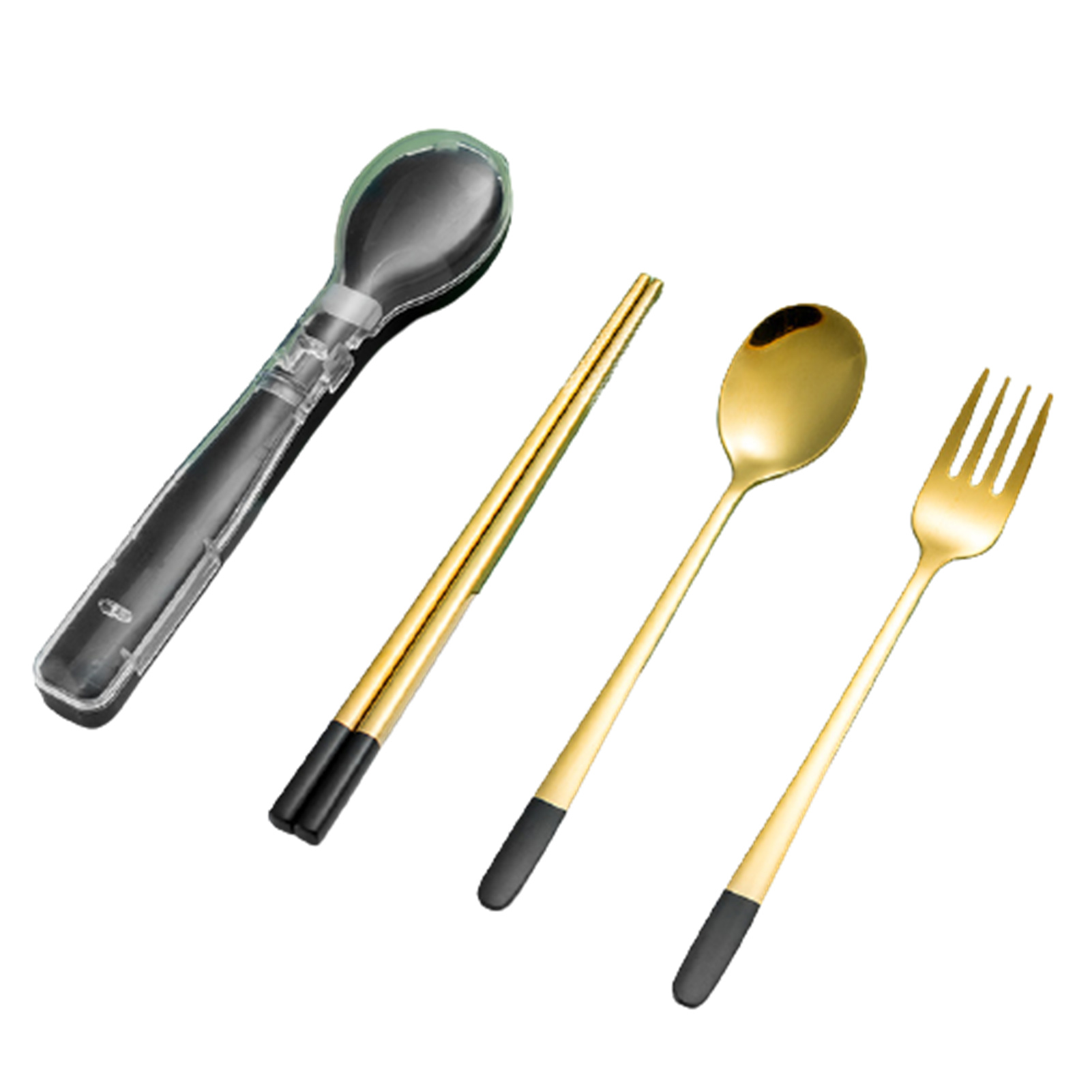 Portable Stainless Steel Cutlery Set with Storage Case Durable Fork Spoon Chopsticks for Home Office Camping HY99