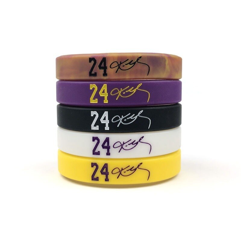 Sports Wristband Basketball Silicone Bracelet Bryant Bracelet Rubber Bracelet As A Memorial Black White Letter Bangle Jewelry