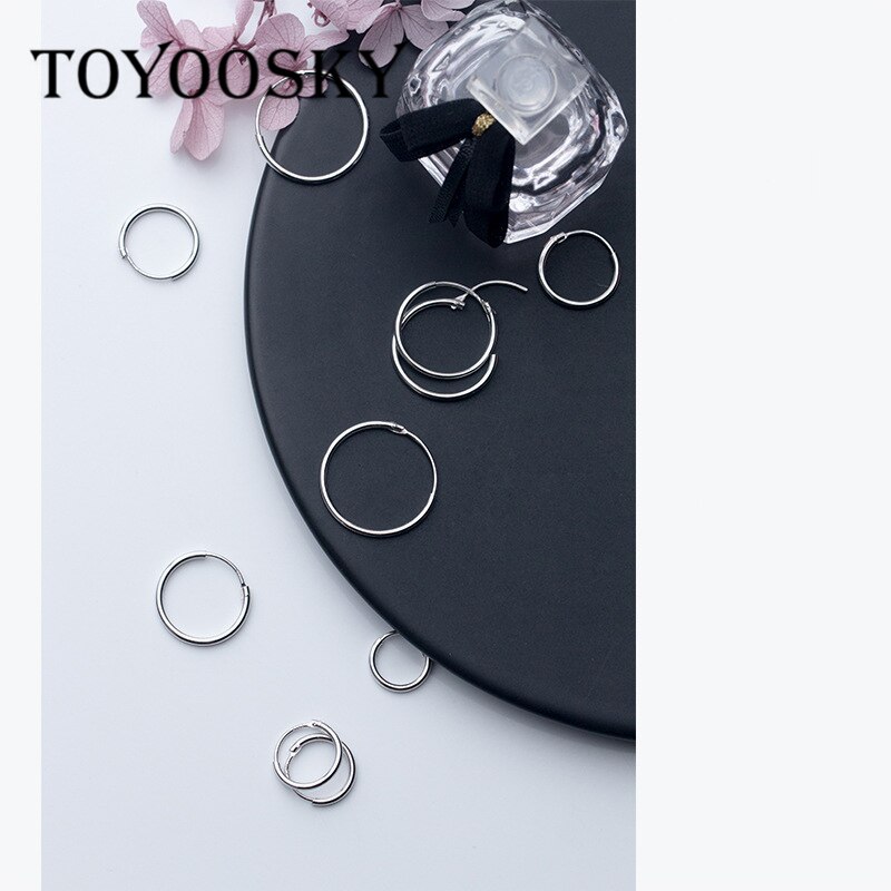 Pendientes de aro de hueso del oído para mujer, de plata de ley S925, tamaño grande 14mm 16mm 18mm 20mm, joyería circular redonda con hebilla