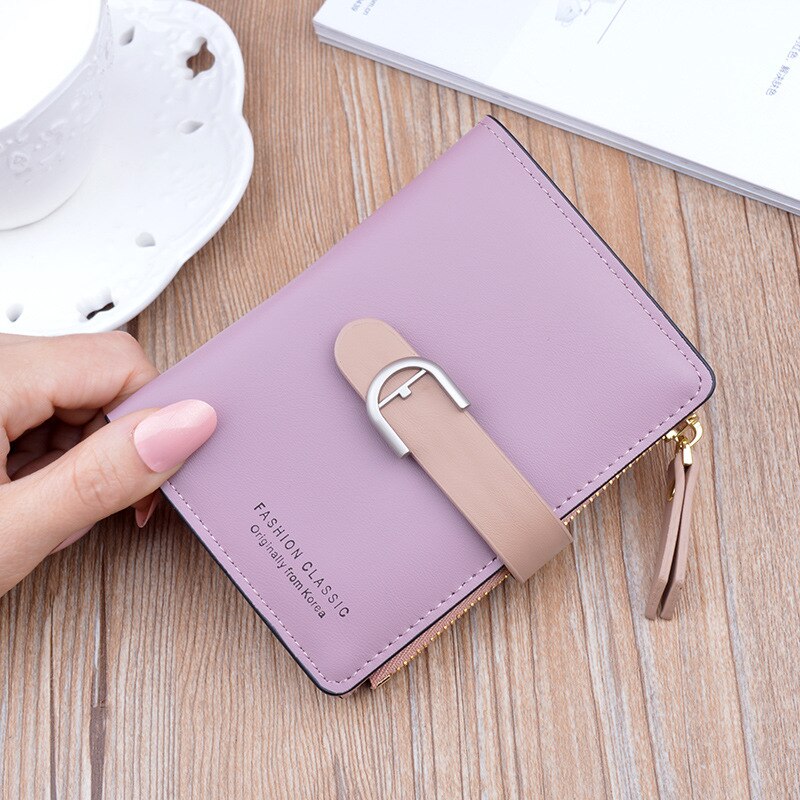 Women's Wallet Short Women Coin Purse Wallets For Woman Card Holder Small Ladies Wallet Female Hasp Mini Clutch For Girl: Purple