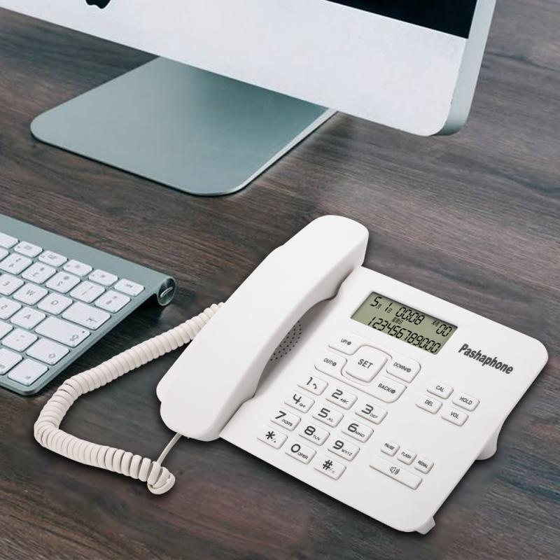 Telephone with Corded Phone with Caller IDFSKDTMF Dual SystemCalendar LCD Display For Home Office White