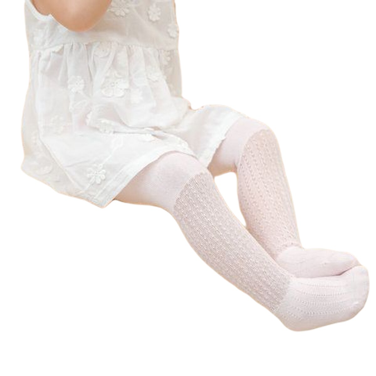 Simple Girl\u2019s Solid Color Leggings Summer Baby Anti-mosquito Breathable Mesh One-piece Pantyhose