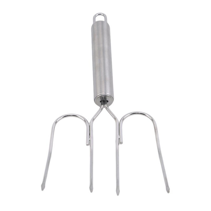 Silver Stainless Steel Wire Tube Handle Grilled Chicken Grilled Lamb Fork Barbecue Grill Outdoor Barbecue Tool