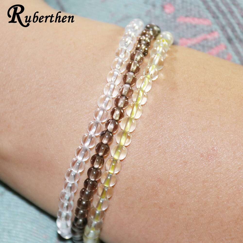 Ruberthen Clear Quart z Bracelets Smoky Quart z Bracelet Natural Citrin e Mini Gem Stone Bracelet