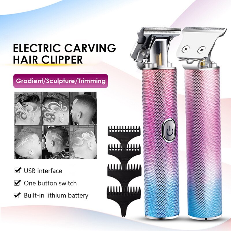 Tondeuse à cheveux sans fil avec lame en T, 0.0mm, or, , Rechargeable par USB, pour couper les cheveux