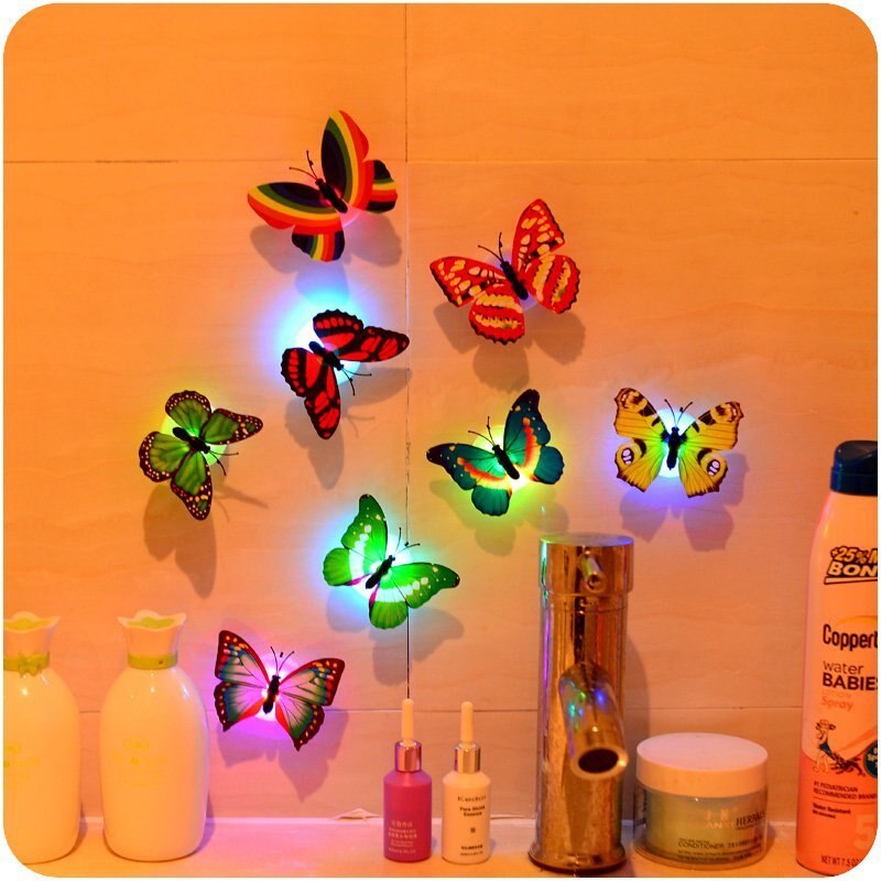 Led 3D Vlinder Muurstickers Nachtlampje Lamp Glowing Muurstickers Stickers Huis Decoratie Thuis Party Bureau Muur Decor