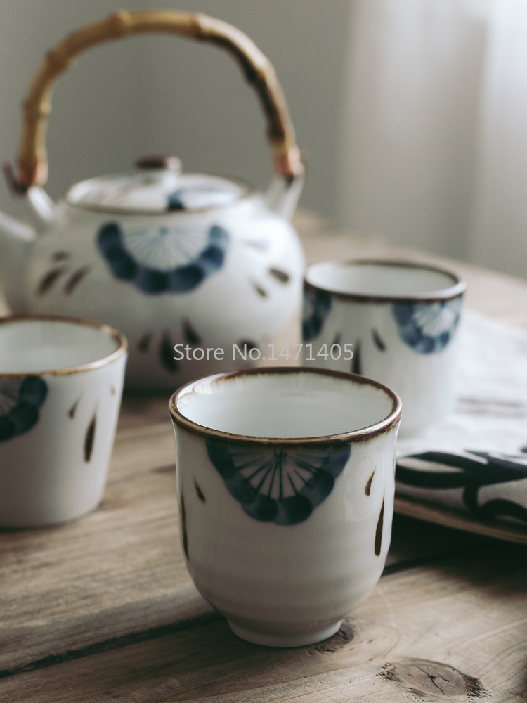 Japanese Style Retro Hand-painted Teapot Inn Pub Restaurant Teapot Ceramic Tea Cup Tea Cup Single Handle Pot