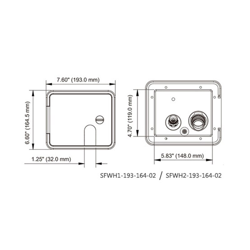 193X164.5 mm RV Hatch Cover Accessories Lockable Water Inlet Parts with Keys Square Threaded Fill Dish for Rv Trailer (Black)