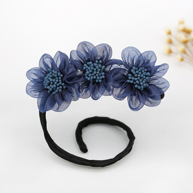 Mode Vrouwen Bloem Haar Krullen Broodje Hoofd Band Haar Maker Magie Haar Maken Gereedschap Lint Strik Broodje Maker Accessoires: Blauw