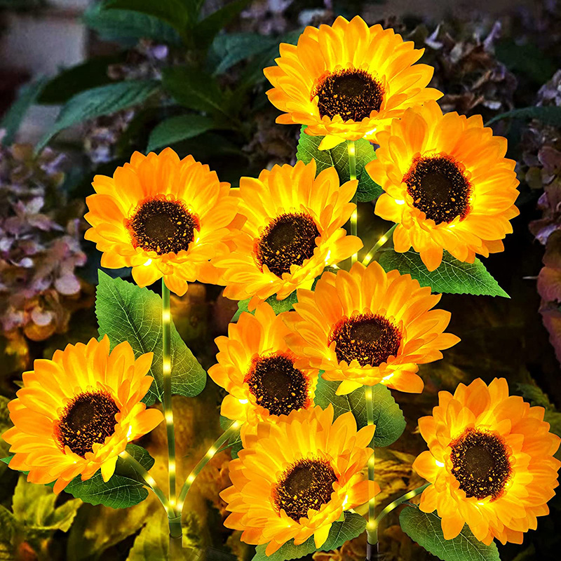 Luces solares de girasol para exteriores, guirnalda de luz LED impermeable para jardín, césped, , decoración de Navidad, lámpara alimentada por energía Solar, 1/3 cabezales
