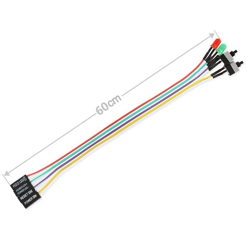 Computer Case LED Light Red Green ATX Power Supply Reset HDD Switch Cable ATX 24Inch Case Front Bezel Wire Kit (5PCS)