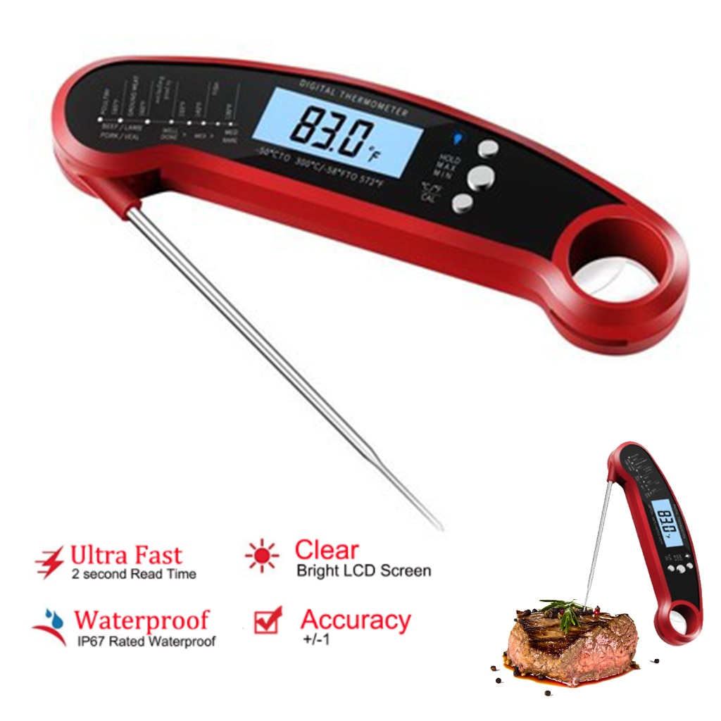 Digitale Oven Thermometers Waterdichte Instant Lezen Thermometers Voor Voedsel Vlees Koken BBQ Kalibratie Backlight Keuken Gereedschap