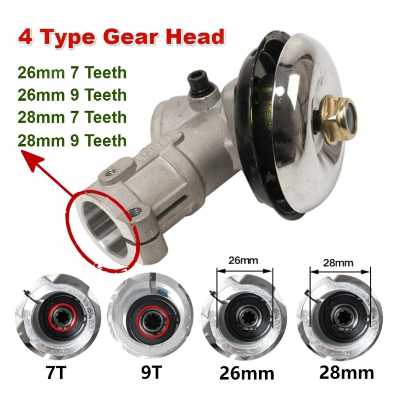 26mm/28mm Trimmer Gearbox Gearhead Brushcutter Grass Trimmer Replace Gear Head Lawn Mower Parts Gardening Tool 7 9 Teeth