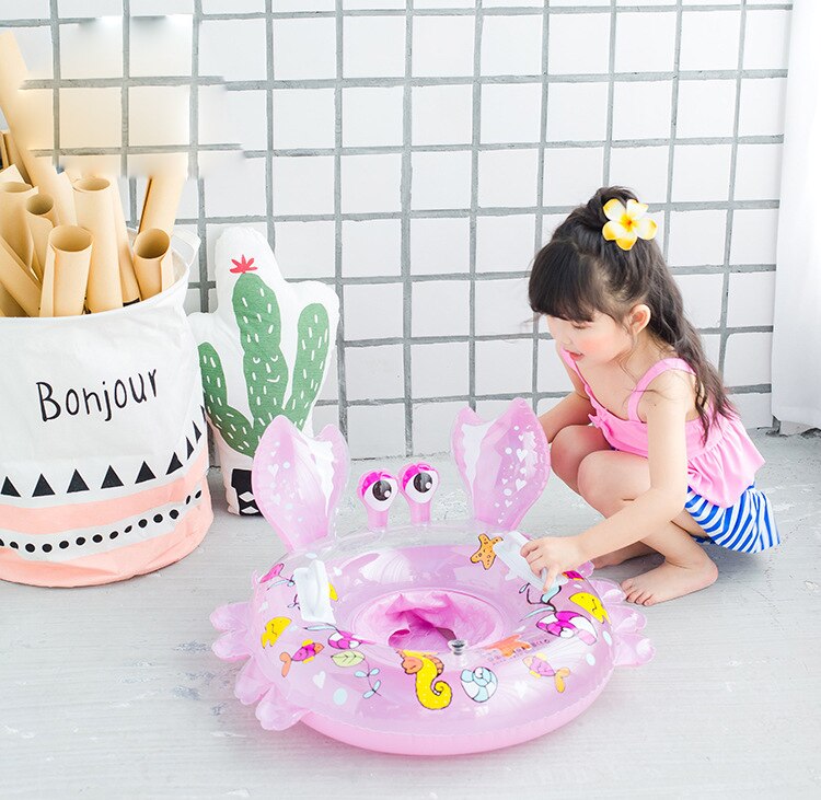 Flotador circular de natación para bebé, juguete flotador de agua para piscina con dibujos de cangrejo pequeño