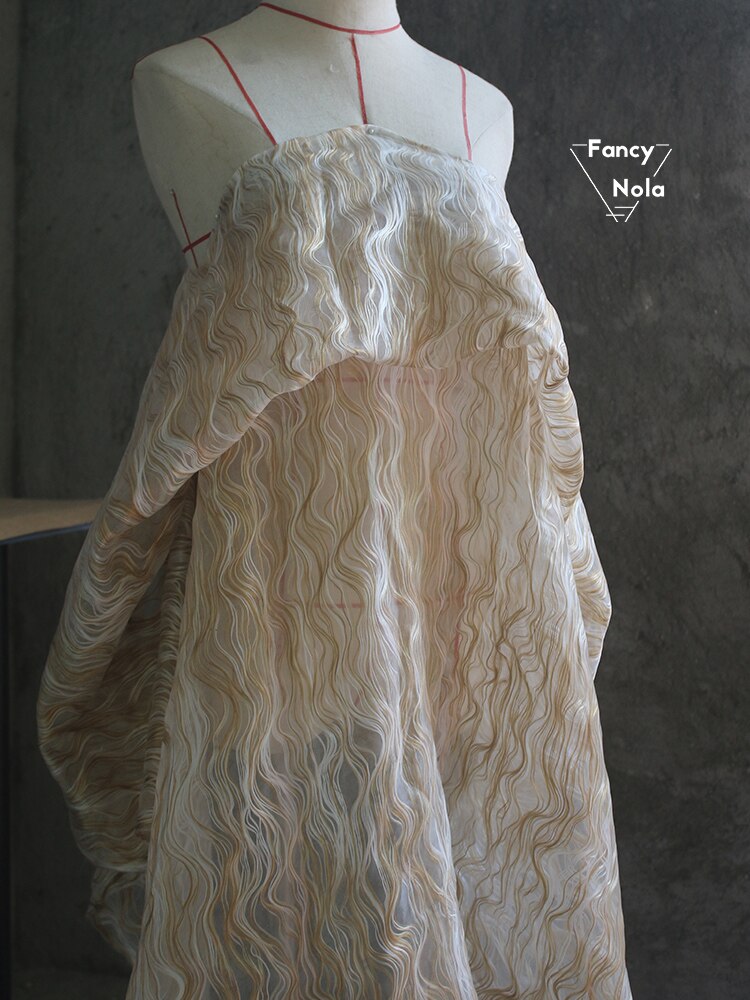 Tela de gasa entrelazada de hilo de algodón, tejido de textura ondulada, bricolaje, ropa, vestido, sándwich, tul, CG053