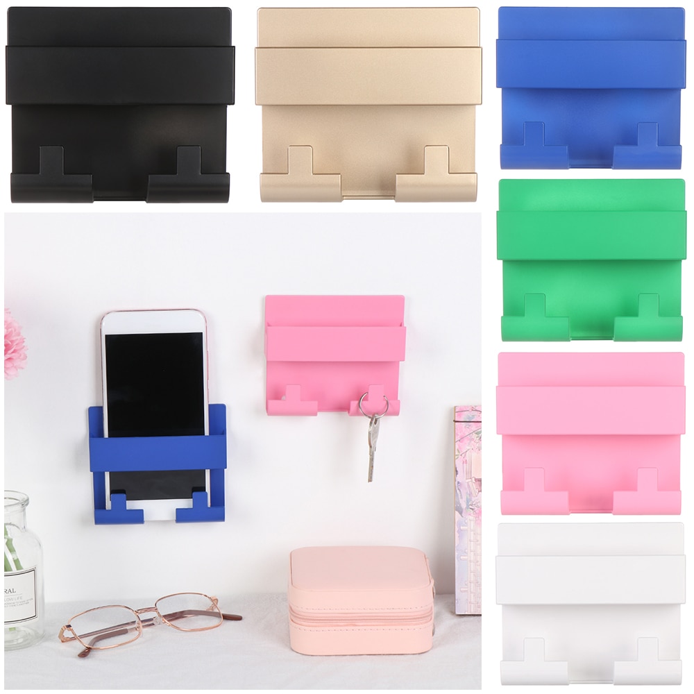 1PC Multifunctional Phone Charging Bracket Paste Style Colorful Keyring Wall Hook Storage Hanger Cradle Holder Phone Accessories