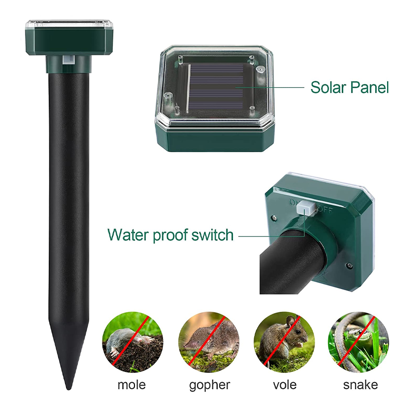 2/4Stck Solar- Ultraschall abwehrmittel Ebene Maulwurf Ratten abwehrmittel draussen Rasen Spitze Garten Schädlings bekämpfung Nagetier Maus Schädlings bekämpfung