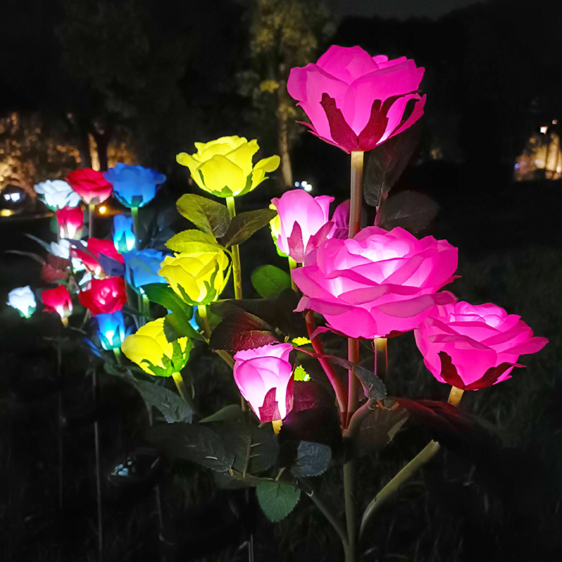5 hoder solcellelamper utendørs dekorative solcellelamper roseblomst plenlampe til hage terrasse hagedekor
