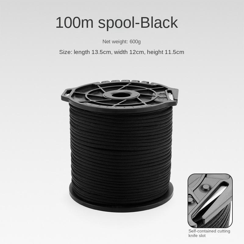 650 Paracord 9-strängiges 4 mm Fallschirmseil mit multifunktionaler Spulenrolle für DIY-Herstellung von Schlüsselband-Armbändern, Hundehalsband, Zeltseil: Silber