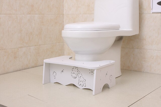 Badkamer Wc Kruk, 17.5Cm Hoogte, Hout Plastic Kraken Wc Kruk Met Holle Rose, Herten Patroon, wit: Fawn