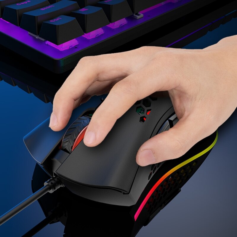 Lightweight M7 Gaming Mouse Honeycomb Shell Ergonomic Mice with Soft Rope Cable