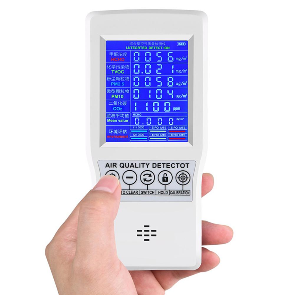 Formaldehyde Nauwkeurige Testen PM2.5 PM10 CO2 Aqi Detector Thuis Office Binnenshuis Meten Luchtkwaliteit Monitor Multifunctionele