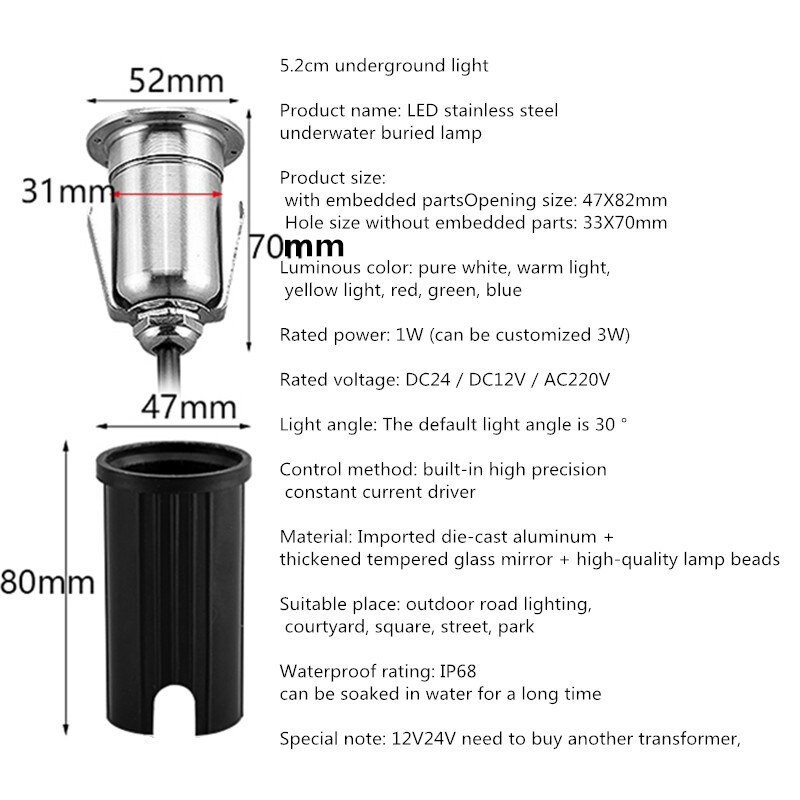 Valonheitin 12v ulkovaloa puutarhan värillinen kohdevalo mini led spotti 12v puutarhavalaisin led  ip68 vedenpitävä  dc24v maanalainen valo