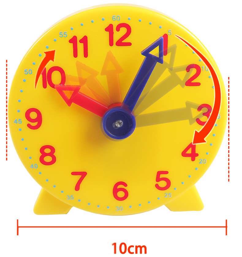 Children&#39;s clock model clock face model students use three-pin linkage primary school mathematics teaching aids: diameter 10cm