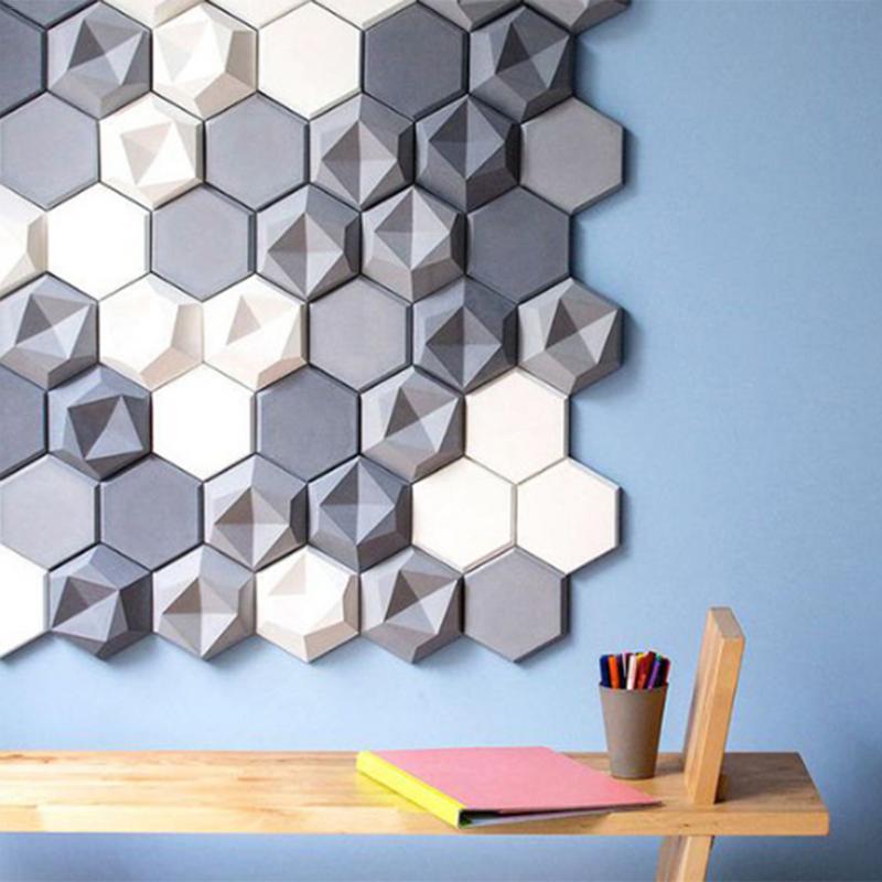 Hexagon Handwerk Silicone Mold Geometrische Beton Mallen TV Achtergrond Decor Muur Baksteen Siliconen Mallen Voor Muur Steen Tegel