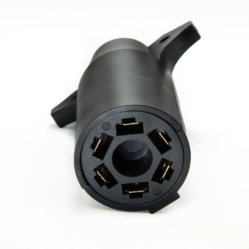 TIROL T21850a American Trailer Light Plug Connector 12V 7 Way Pin RV Blade to 6 Way Round Plastic Trailer Adapter