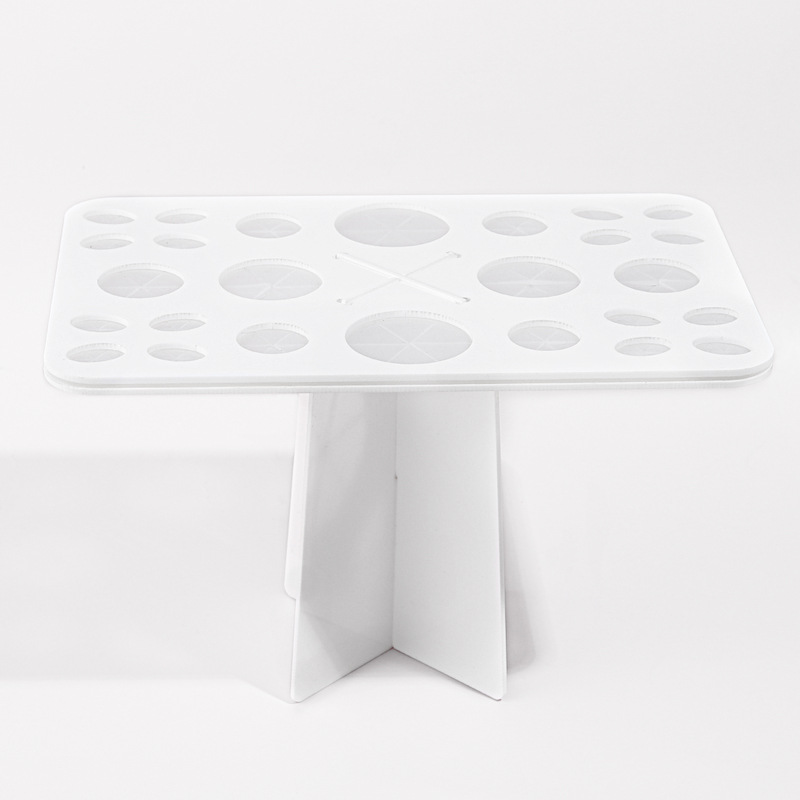 1 Uds estante de secado de brochas de maquillaje, soporte para secador de brochas de maquillaje de 14/26/28 agujeros, soporte para secador de brochas de maquillaje, soporte para brochas de maquillaje: Beige