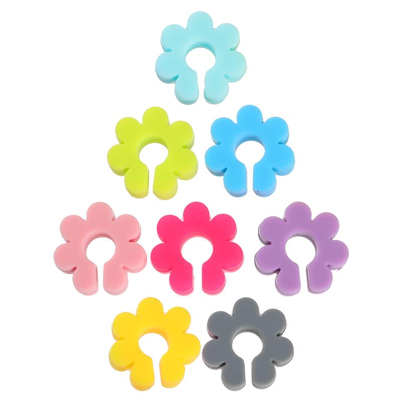 Marqueurs de verre à vin en Silicone en forme de fleur, 8 pièces, breloques en verre à vin, pour Bar de cuisine, couleurs assorties