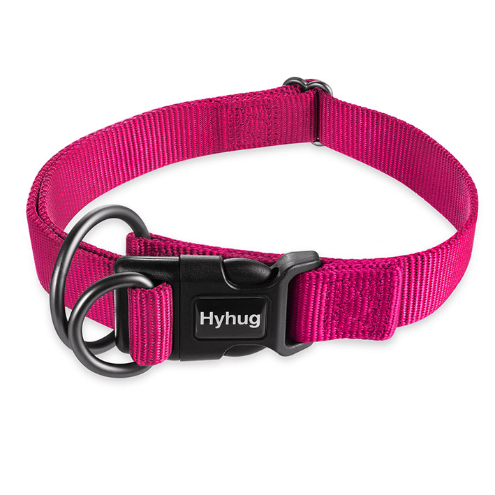 Collier pour chien robuste en Nylon, réglable, boucle pour chien, pour grands, moyens et petits chiots Husky, fournitures S/M/L HY138: Rose Red / S 1.5cm27-47cm
