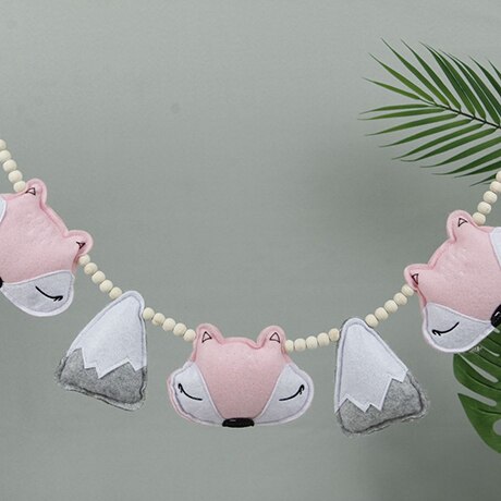 1Pc Baby Speelgoed Nordic Cartoon Vos Baby Rammelaars Kinderen Kamer Opknoping Decor Fotografie Prop Zachte Rammelaar Mobiele Wandelwagen Accessoire: Pink fox 1