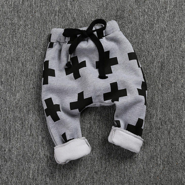 Pantalon sarouel pour enfants, automne hiver, velours , taille élastique, en coton pour garçon, imprimé,: Grey / 4T