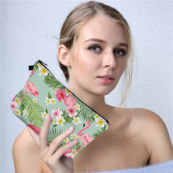 Deanfun 3D Gedruckt Kosmetik Taschen Flamingo und Blume Notwendigkeiten für Reisen Lagerung machen-hoch 51055: Ursprünglich Titel