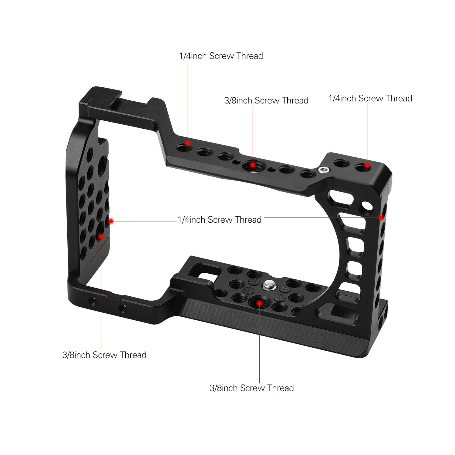 Aluminium Camera Cage Rig Met Koud Shoe Mount 1/4 3/8 Schroefgaten Voor Sony A6000/A6100/A6300/A6400/A6500 Camera &#39;S