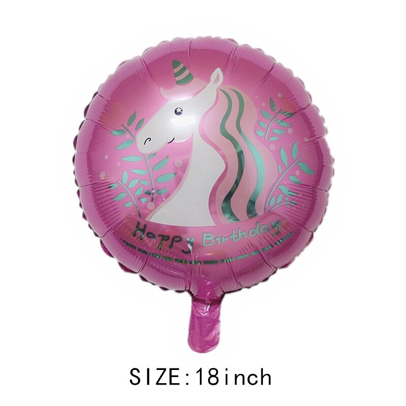 Tecknad enhörning svan flamingo 18 tum rund aluminiumfolie ballong barnfödelsedagsfest dekoration ballong leksaksballong: 8