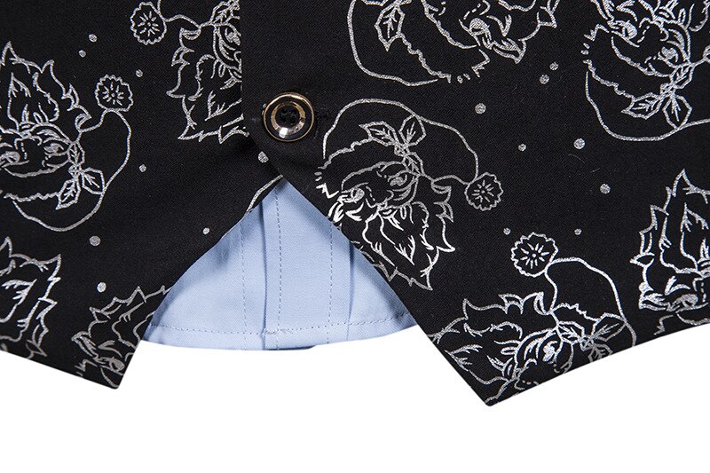 Glimmende gouden kerstman folie print kerstvest heren merk slim fit mouwloos smoking vest heren trouwpak vesten