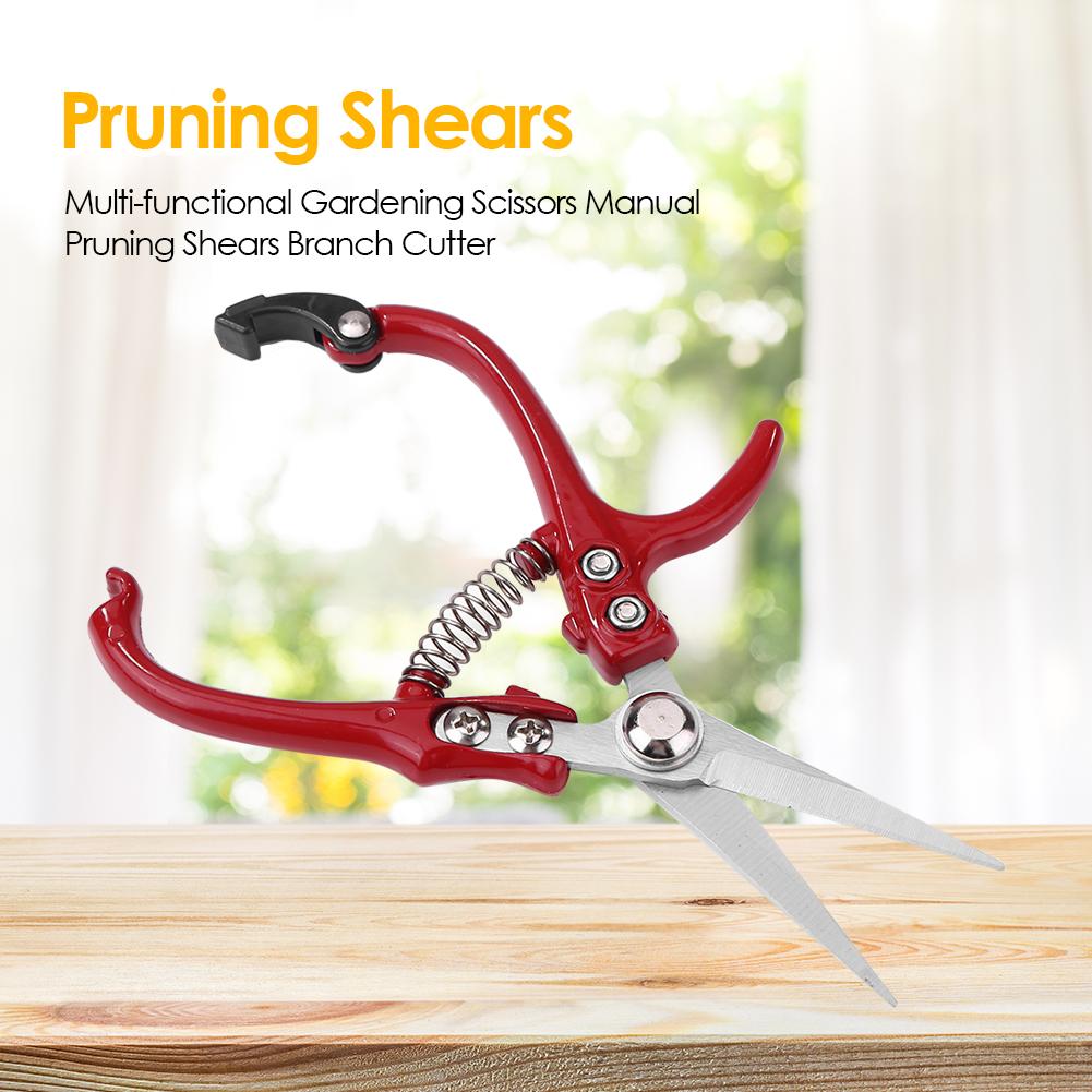 Multi-function Garden Scissors with Safety Buckle Labor-saving Stainless Steel Spring Gardening Pruning Shear Plant Cutter